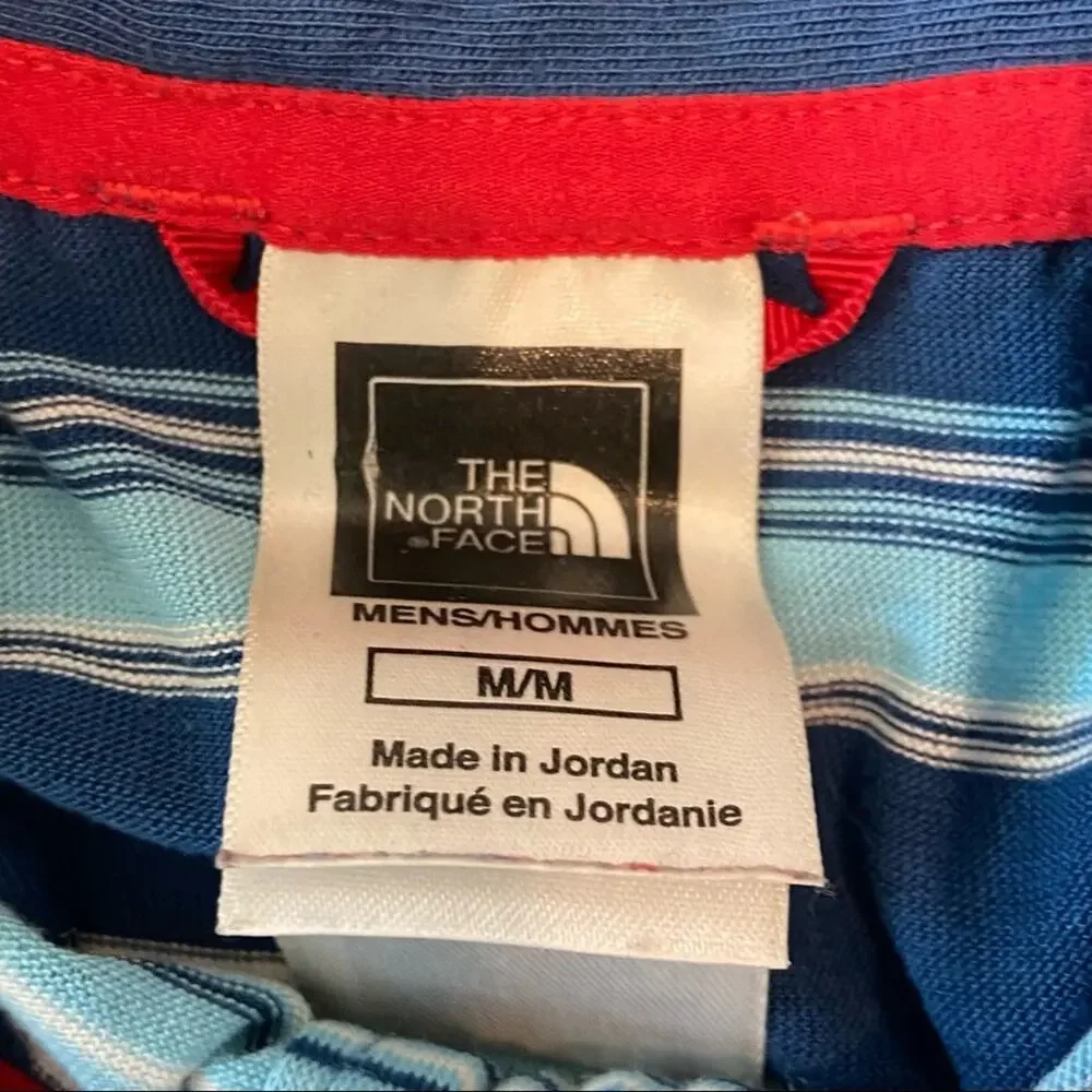 The North Face Blue Striped Polo Collar Men's Size Medium